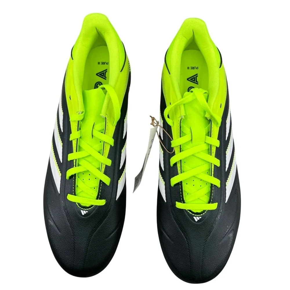 Adidas Copa Pure III Club Soccer FG/MG Cleats Black‎ Solar Yellow IE7495 10.5